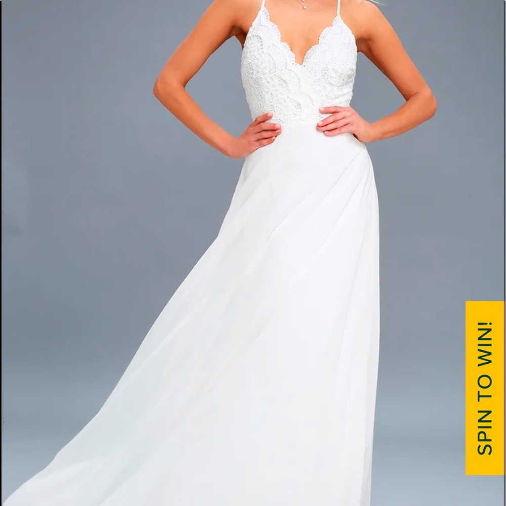 Lulu’s madalyn white lace maxi dress